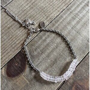 Alisa‎ Michelle Rose Quartz Silver Bracelet, Heart Wings Charm, New